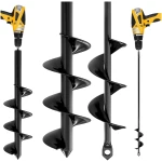 K-Brands Auger Drill Bit for Planting 2 Pack 1.6 x 16 Inch & 3.5 x 16 Inch Set – Garden Spiral Hole and Bulb Planter Tool for Umbrella Holes - Compatible with 3/8 Inch Hex Drive
