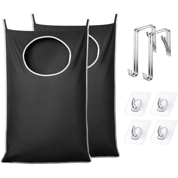 KEEPJOY Large Size 2 Pack Door Hanging Laundry Hamper, XL Hanging Hamper Bag with Large opening and 2 Hooks for Whole Family Dirty clothes Large Size 36.5X22.5 inch Hanging...