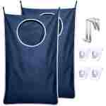 KEEPJOY Large Size 2Pack Hanging Laundry Hamper Bag, Door Hamper with 2 Hooks for Dirty Clothes - 35X21.6 inch - Blue (2Pack)