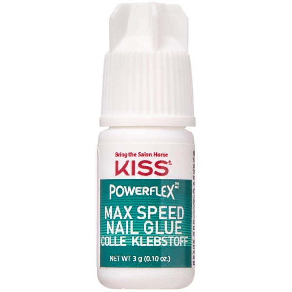 KISS PowerFlex Maximum Speed Nail Glue - Fast Drying Adhesive for Glue-On Nails & Repairs with Nozzle Tip Applicator, Ideal for Tips & Wraps, Net Wt. 0.10 oz (3g)