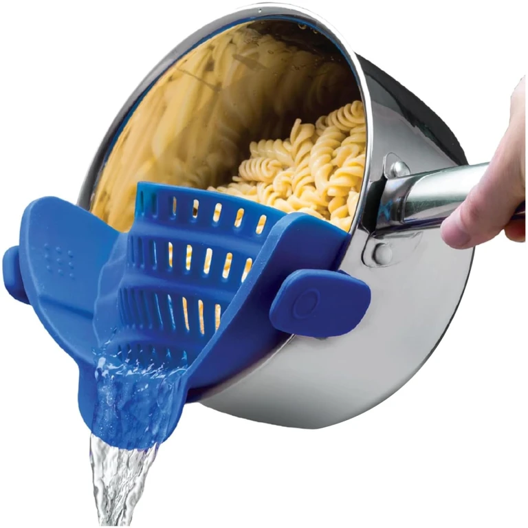 Kitchen Gizmo Snap N' Strain - Silicone Clip-On Strainer for Pots, Pans, and Bowls - Heat-Resistant Kitchen Gadgets, Essential Colander Drainer for Vegetables and Pasta -...