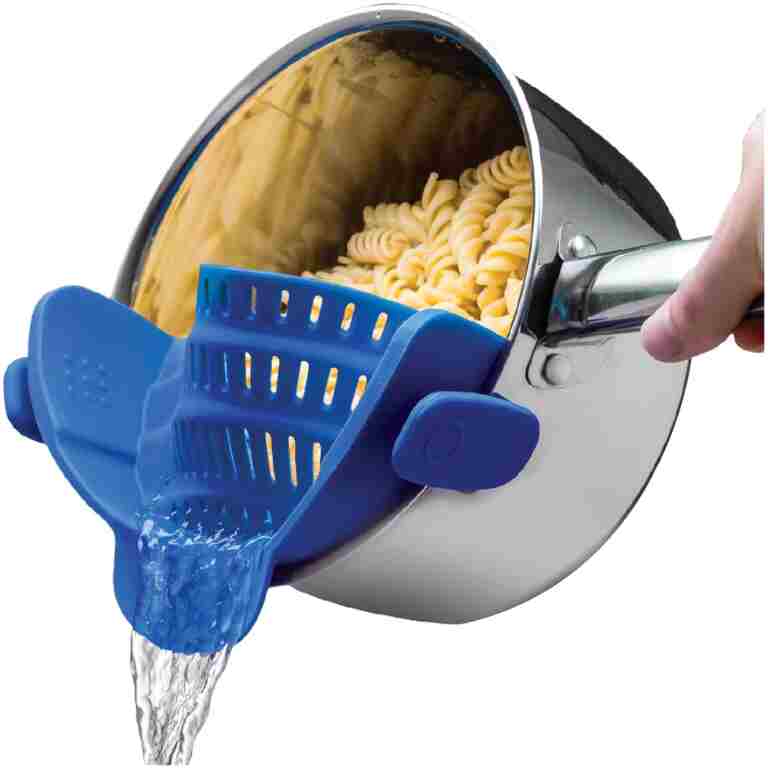 Kitchen Gizmo Snap N' Strain - Silicone Clip-On Strainer for Pots, Pans, and Bowls - Heat-Resistant Kitchen Gadgets, Essential Colander Drainer for Vegetables and Pasta -...