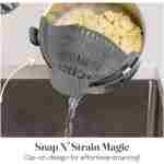 Kitchen Gizmo Snap N' Strain - Silicone Pasta Strainer Clip-On for Pots and Pans - Heat Resistant Colander for Vegetables and Noodles - Kitchen Gadgets for Cooking -...