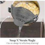 Kitchen Gizmo Snap N' Strain - Silicone Pasta Strainer Clip-On for Pots and Pans - Heat Resistant Colander for Vegetables and Noodles - Kitchen Gadgets for Cooking -...