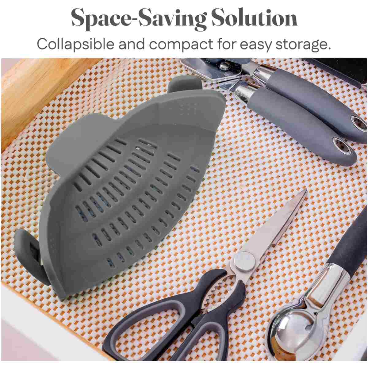 Kitchen Gizmo Snap N' Strain - Silicone Pasta Strainer Clip-On for Pots and Pans - Heat Resistant Colander for Vegetables and Noodles - Kitchen Gadgets for Cooking -...