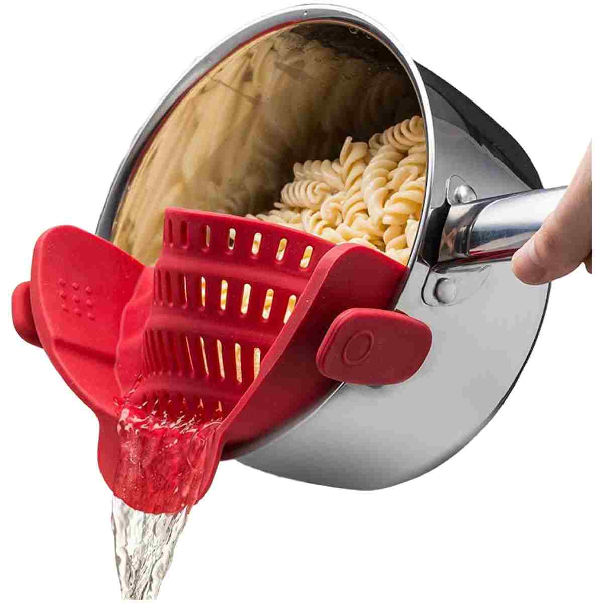 Kitchen Gizmo Snap N' Strain - Silicone Pasta Strainer Clip-On for Pots and Pans - Heat Resistant Colander for Vegetables and Noodles - Kitchen Gadgets for Cooking -...