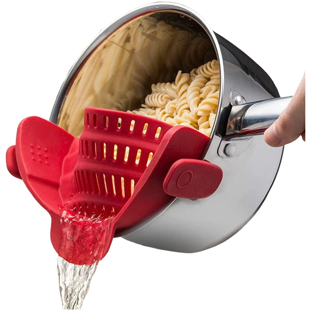 Kitchen Gizmo Snap N' Strain - Silicone Pasta Strainer Clip-On for Pots and Pans - Heat Resistant Colander for Vegetables and Noodles - Kitchen Gadgets for Cooking -...