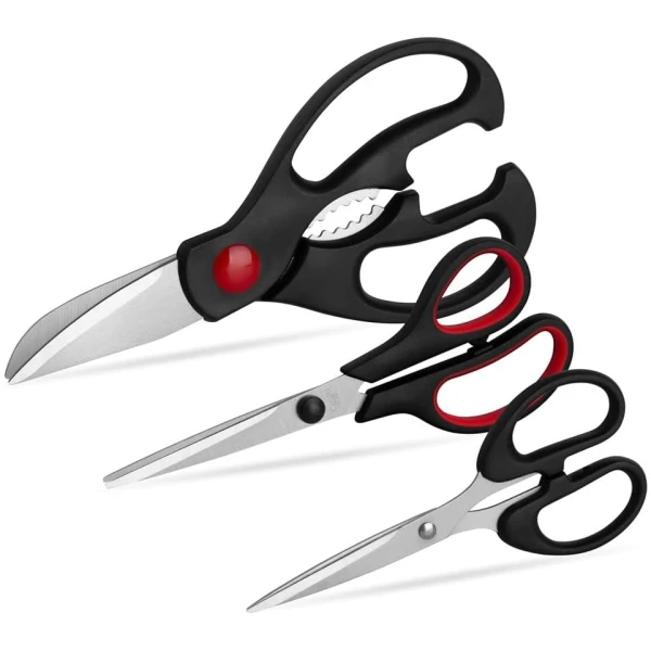 Kitchen Shears Set - QtoiKce Kitchen Scissors 3 Pack All Purpose Poultry Shears,Stainless Steel Sharp Utility Cooking Scissors for Home
