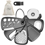 Kitchen Unique Gadgets Set 6 Pieces, Space Saving, Cheese Grater, Bottle Opener, Fruit Vegetable Peeler, Pizza Cutter, Garlic Ginger Grinder, Herb Stripper Gift Set