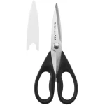 KitchenAid All Purpose Kitchen Shears with Protective Sheath Durable Stainless Steel Scissors, Dishwasher Safe, Soft Grip Comfort Handle, 8.72 Inch, Black