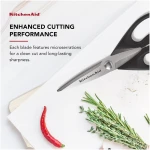 KitchenAid All Purpose Kitchen Shears with Protective Sheath Durable Stainless Steel Scissors, Dishwasher Safe, Soft Grip Comfort Handle, 8.72 Inch, Black