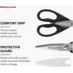 KitchenAid All Purpose Kitchen Shears with Protective Sheath Durable Stainless Steel Scissors, Dishwasher Safe, Soft Grip Comfort Handle, 8.72 Inch, Black