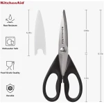 KitchenAid All Purpose Kitchen Shears with Protective Sheath Durable Stainless Steel Scissors, Dishwasher Safe, Soft Grip Comfort Handle, 8.72 Inch, Black