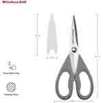 KitchenAid All Purpose Kitchen Shears with Protective Sheath Durable Stainless Steel Scissors, Dishwasher Safe, Soft Grip Comfort Handle, 8.72 Inch, Black