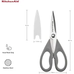 KitchenAid All Purpose Kitchen Shears with Protective Sheath Durable Stainless Steel Scissors, Dishwasher Safe, Soft Grip Comfort Handle, 8.72 Inch, Black