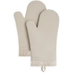 KitchenAid Ribbed Soft Silicone Oven Mitt Set, 7"x13", Milkshake 2 Count