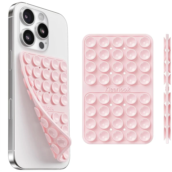 Klearlook Silicone Double-Sided Suction Cup Phone Case Detachable Mount, Sticky Phone Grip with Higher Suction Power for iPhone, Hands-Free Phone Accessories Holder for Selfies...