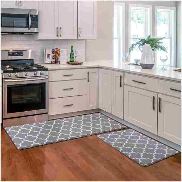 KMAT Kitchen Mat [2 PCS] Cushioned Anti-Fatigue Kitchen Rug, Waterproof Non-Slip Kitchen Mats and Rugs Heavy Duty PVC Ergonomic Comfort Foam Rug for Kitchen, Floor Home, Office,...