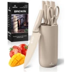 Knife Set, Brewin Kitchen Knife Set, Knives Set for Kitchen, Universal Knife Block, Utility Knife Block Set, Kitchen Essentials, New Home Essentials, Apartment Essentials,...