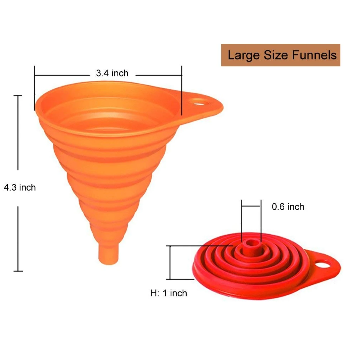 KongNai Kitchen Funnel Set 4 Pack, Small and Large, Kitchen Gadgets Accessories Foldable Silicone Collapsible Funnels for Filling Water Bottle Liquid Transfer Food Grade