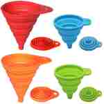 KongNai Kitchen Funnel Set 4 Pack, Small and Large, Kitchen Gadgets Accessories Foldable Silicone Collapsible Funnels for Filling Water Bottle Liquid Transfer Food Grade