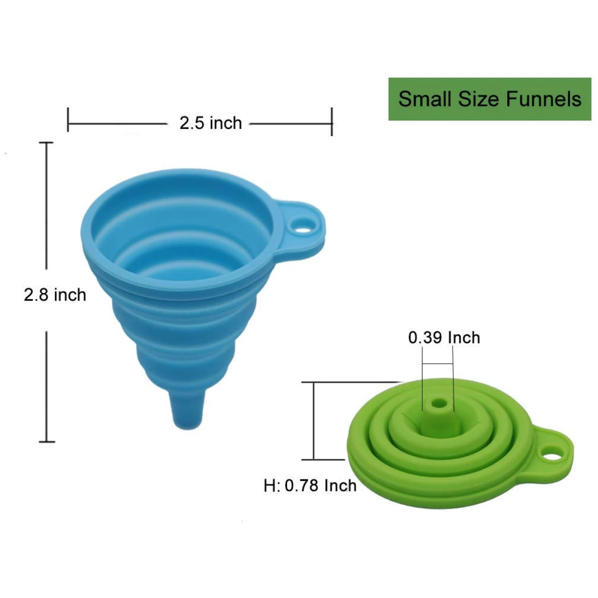 KongNai Kitchen Funnel Set 4 Pack, Small and Large, Kitchen Gadgets Accessories Foldable Silicone Collapsible Funnels for Filling Water Bottle Liquid Transfer Food Grade