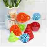 KongNai Kitchen Funnel Set 4 Pack, Small and Large, Kitchen Gadgets Accessories Foldable Silicone Collapsible Funnels for Filling Water Bottle Liquid Transfer Food Grade