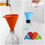 KongNai Kitchen Funnel Set 4 Pack, Small and Large, Kitchen Gadgets Accessories Foldable Silicone Collapsible Funnels for Filling Water Bottle Liquid Transfer Food Grade