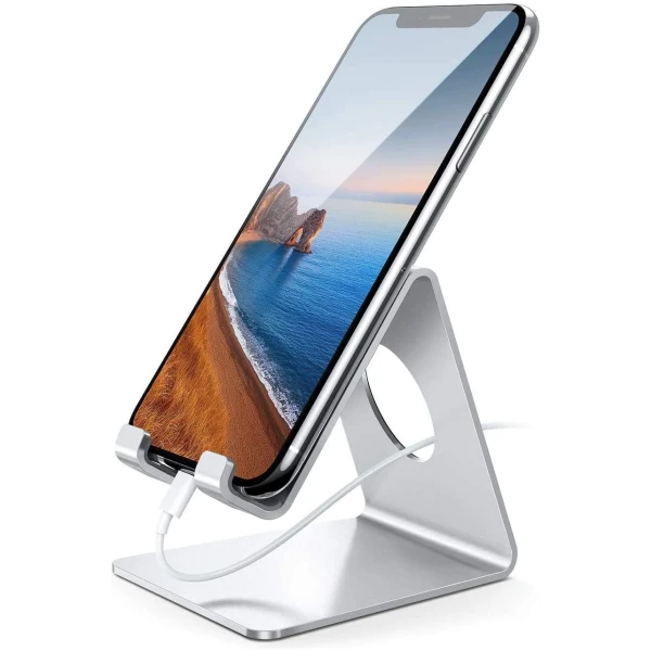 Lamicall Cell Phone Stand, Desk Phone Holder Cradle, Compatible with Phone 12 Mini 11 Pro Xs Max XR X 8 7 6 Plus SE, All Smartphones Charging Dock, Office Desktop Accessories -...