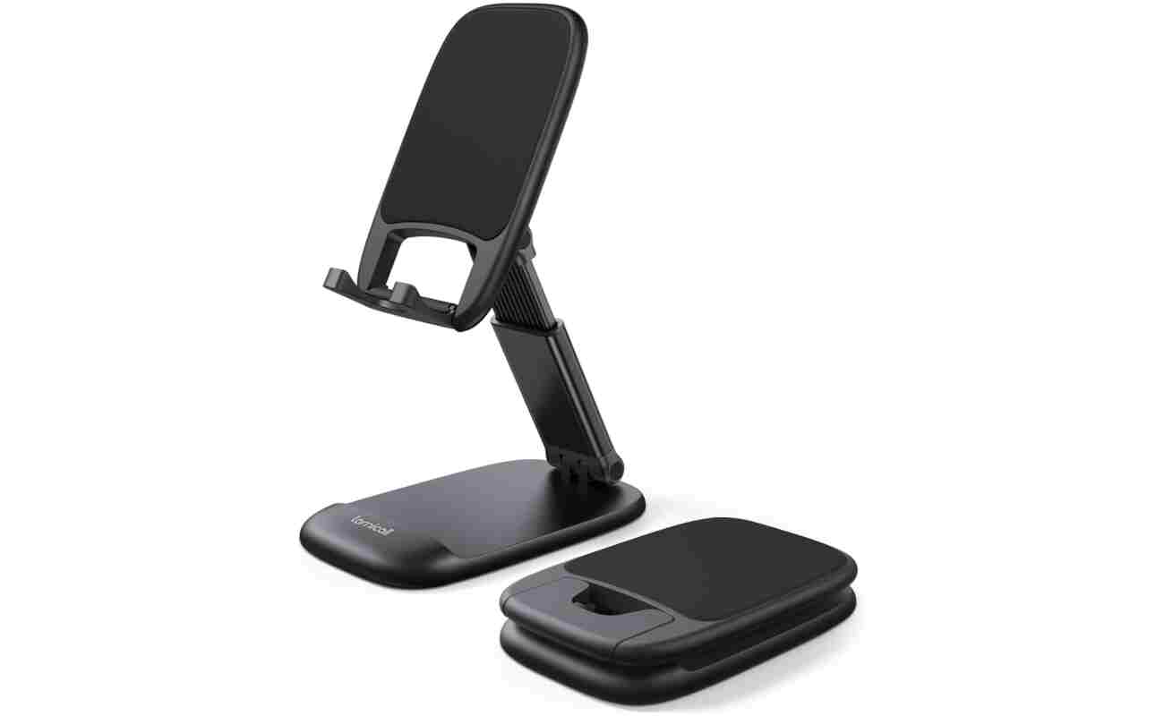 Lamicall Foldable Phone Stand for Desk - Height Adjustable Cell Phone Holder Portable Cellphone Cradle Desktop Dock Compatible with iPhone 16 15 14 13 Pro Max Mini, 12 11 XR X 8...