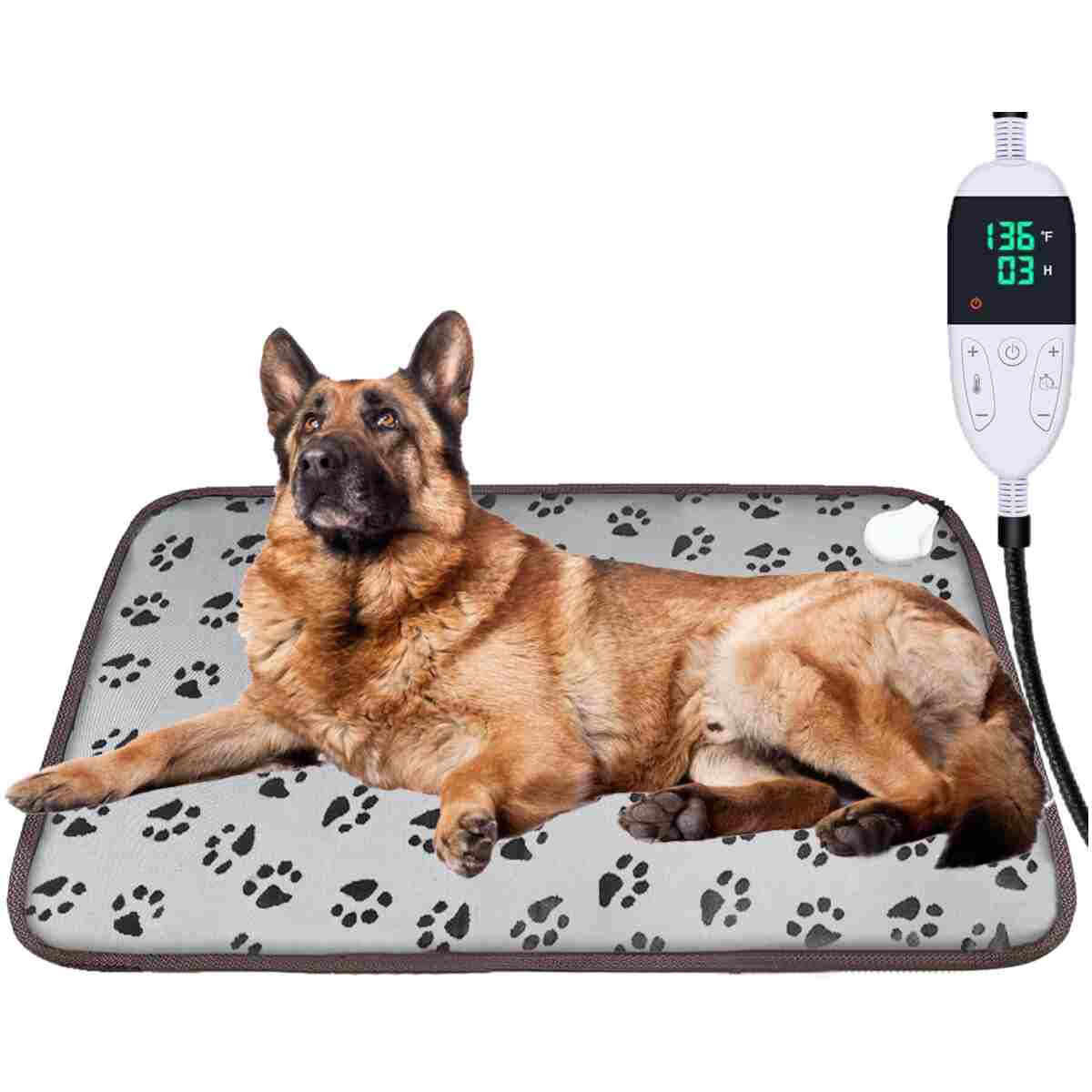 Large Dog Cat Heating Pad 34" x 21" Waterproof Pet Heated Dog Bed with Intelligent Constant Temperature Switch Add Chewy Resistant Steel Wire Rope,Dog Heating pad