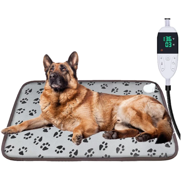 Large Dog Cat Heating Pad 34" x 21" Waterproof Pet Heated Dog Bed with Intelligent Constant Temperature Switch Add Chewy Resistant Steel Wire Rope,Dog Heating pad