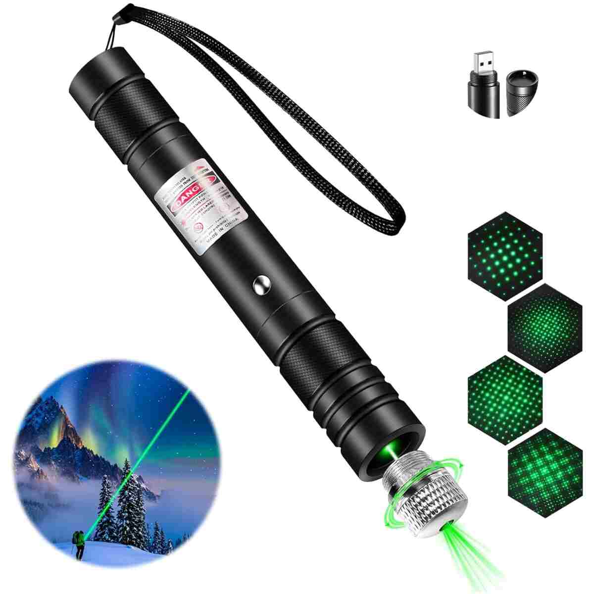 Laser Pointer High Power, Green Laser Pointer Indicator Light, Long Range Lazer Pointer for Hiking, USB Charge