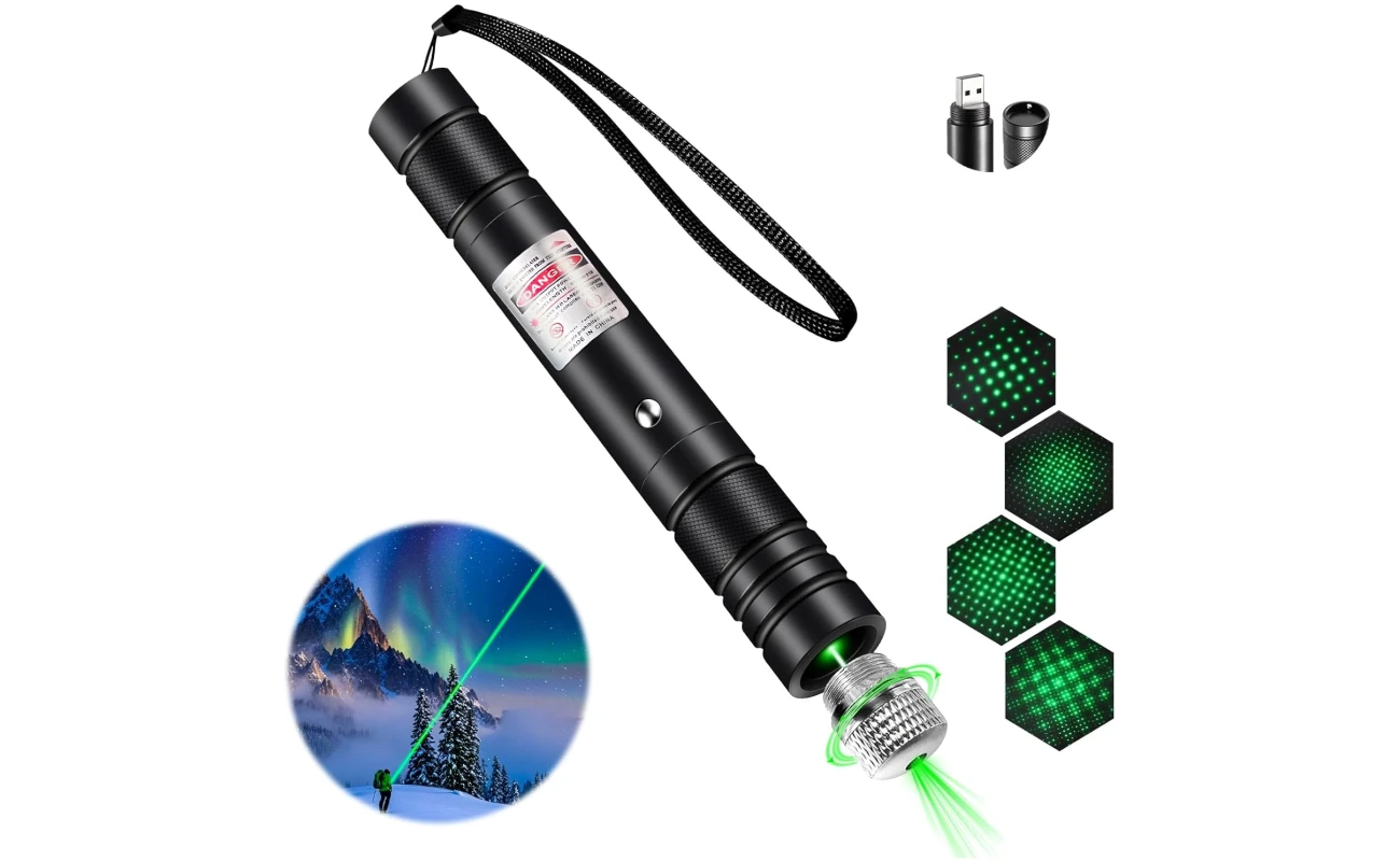 Laser Pointer High Power, Green Laser Pointer Indicator Light, Long Range Lazer Pointer for Hiking, USB Charge