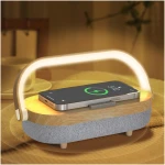 LED Bedside Lamp, Touch Lamps for Bedroom Nightstand, 4 in 1 Bedside Table Lamp with Wireless Charger, Portable Bluetooth Speaker, Phone Holder, Dimmable Charging Birthday Gifts...