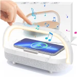 LED Bedside Lamp, Touch Lamps for Bedroom Nightstand, 4 in 1 Bedside Table Lamp with Wireless Charger, Portable Bluetooth Speaker, Phone Holder, Dimmable Charging Birthday Gifts...