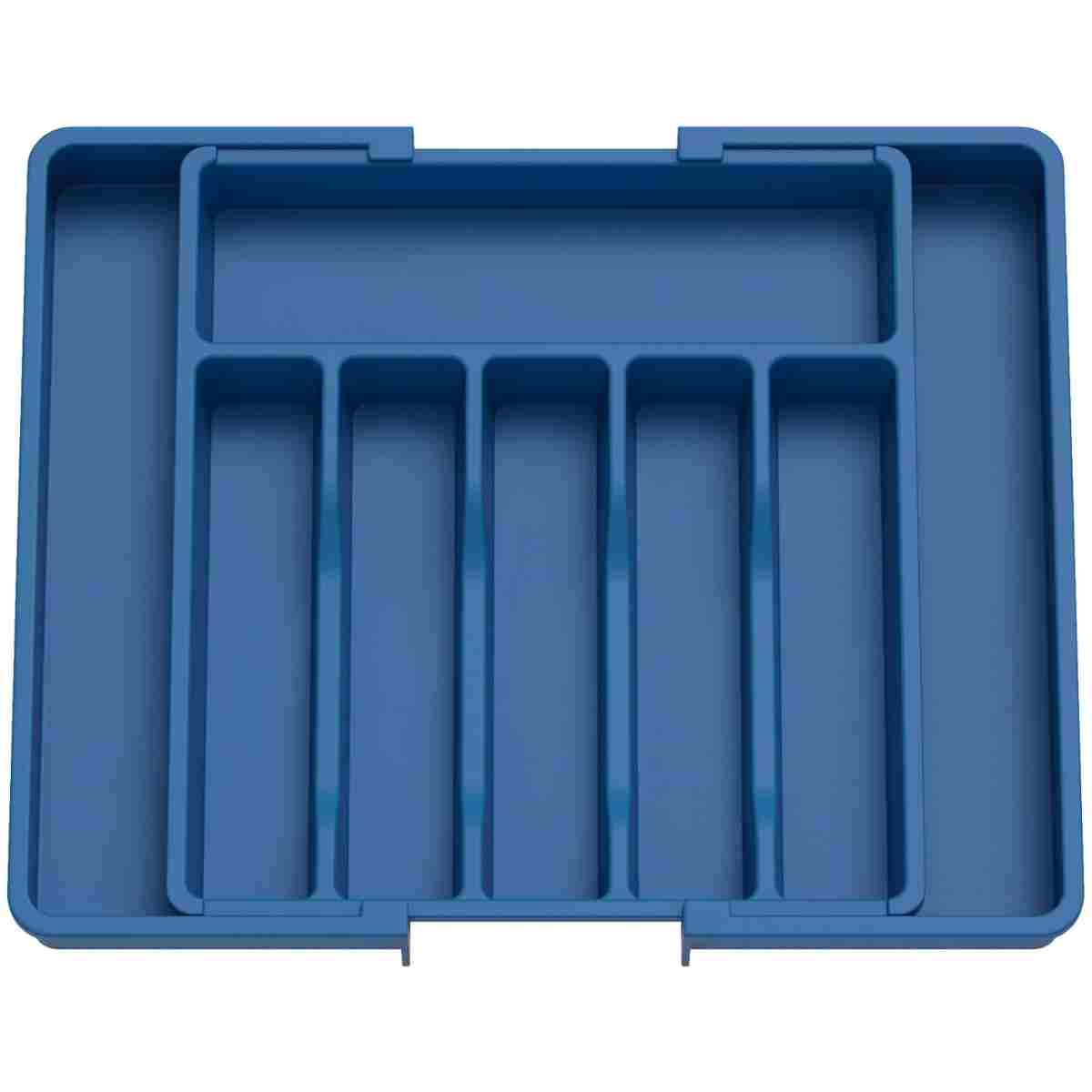 Lifewit Silverware Drawer Organizer, Expandable Utensil Tray for Kitchen, BPA Free Flatware and Cutlery Holder, Adjustable Plastic Storage for Spoons Forks Knives, Large, Dark Blue