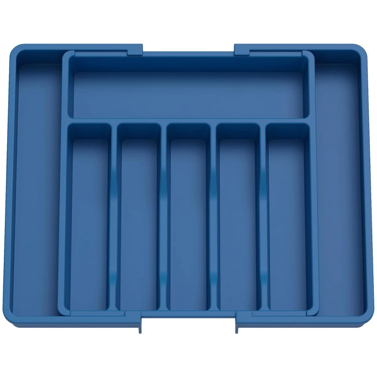 Lifewit Silverware Drawer Organizer, Expandable Utensil Tray for Kitchen, BPA Free Flatware and Cutlery Holder, Adjustable Plastic Storage for Spoons Forks Knives, Large, Dark Blue