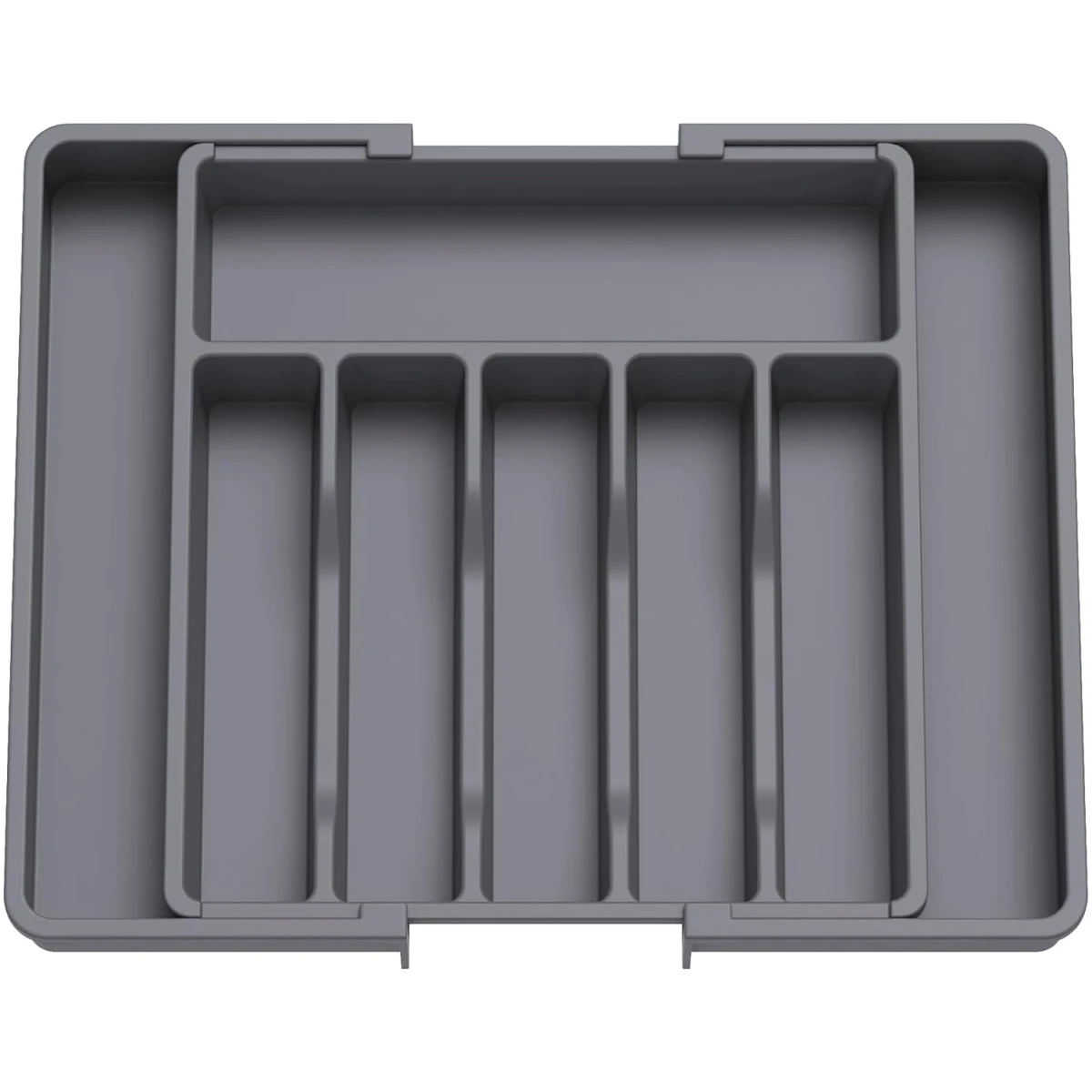 Lifewit Silverware Drawer Organizer, Expandable Utensil Tray for Kitchen, BPA Free Flatware and Cutlery Holder, Adjustable Plastic Storage for Spoons Forks Knives, Large, Dark Gray