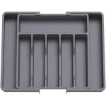Lifewit Silverware Drawer Organizer, Expandable Utensil Tray for Kitchen, BPA Free Flatware and Cutlery Holder, Adjustable Plastic Storage for Spoons Forks Knives, Large, Dark Gray