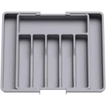Lifewit Silverware Drawer Organizer, Expandable Utensil Tray for Kitchen, BPA Free Flatware and Cutlery Holder, Adjustable Plastic Storage for Spoons Forks Knives, Large, Grey
