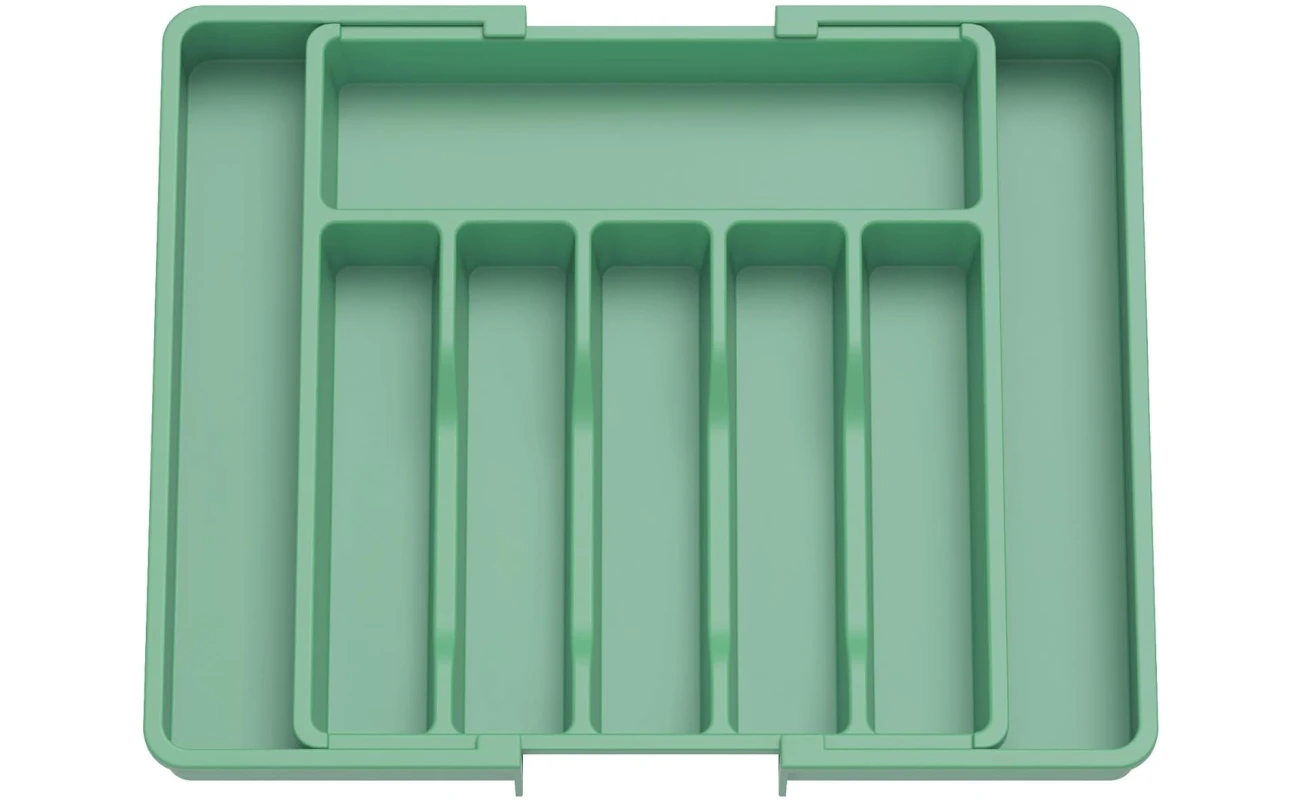 Lifewit Silverware Drawer Organizer, Expandable Utensil Tray for Kitchen, BPA Free Flatware and Cutlery Holder, Adjustable Plastic Storage for Spoons Forks Knives, Large, Green
