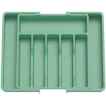 Lifewit Silverware Drawer Organizer, Expandable Utensil Tray for Kitchen, BPA Free Flatware and Cutlery Holder, Adjustable Plastic Storage for Spoons Forks Knives, Large, Green