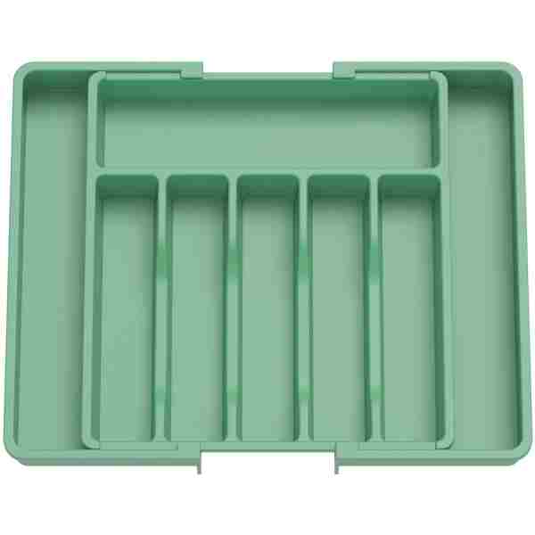 Lifewit Silverware Drawer Organizer, Expandable Utensil Tray for Kitchen, BPA Free Flatware and Cutlery Holder, Adjustable Plastic Storage for Spoons Forks Knives, Large, Green