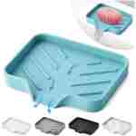 Light Green Silicone Soap Dish Tray, Self Draining Soap Holder for Bar Soap, Silicone Soap Tray with Drainage, Soap Dishes for Bar Soap, Soap Bar Holder, Dish Soap Tray for...