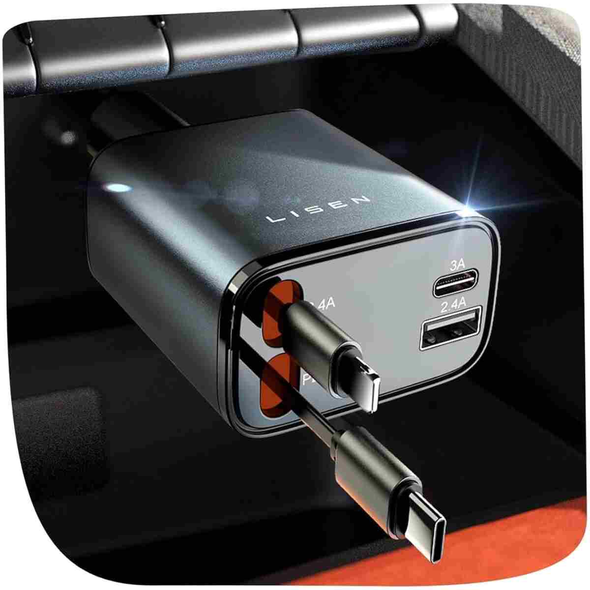 LISEN Retractable Car Charger [69W USB C Car Accessories Adapter ] for iPhone 16 USB C Charger Fast Charging, Travel Essentials Gifts for Women Men, Road Trip Essentials for...
