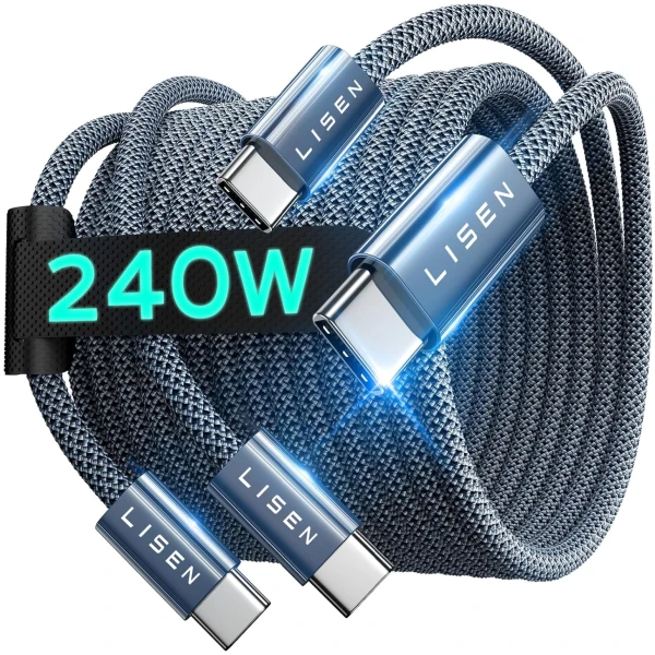 LISEN USB C to USB C Cable Fast Charging Cord 240W Type C to Type C Charger Cable for iPhone 16 Pro Max 15 Plus iPad MacBook Pro Air Samsung S25 Compatible...