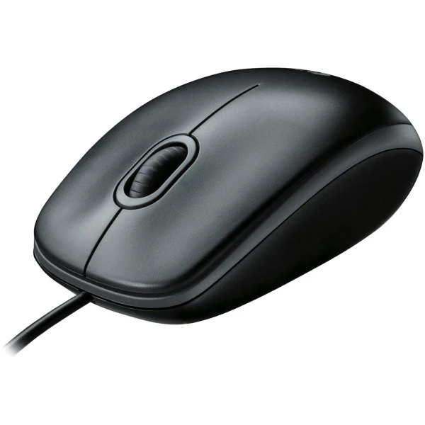 Logitech B100 Corded Mouse, Wired USB Mouse for Computers and Laptops, Right or Left Hand Use - Black