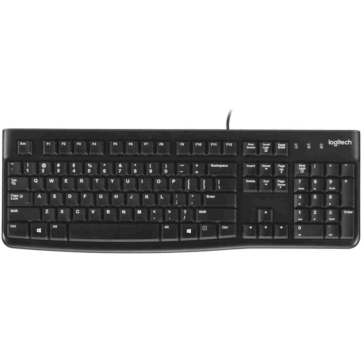 Logitech K120 Wired Keyboard for Windows, Plug and Play, Full-Size, Spill-Resistant, Curved Space Bar, Compatible with PC, Laptop - Black