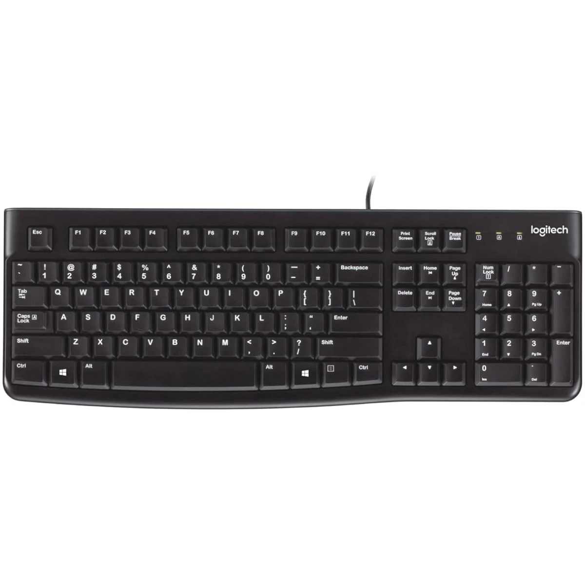 Logitech K120 Wired Keyboard for Windows, Plug and Play, Full-Size, Spill-Resistant, Curved Space Bar, Compatible with PC, Laptop - Black